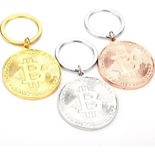 Fashion Gold Rose Gold Silver Color BTC Bitcoin Shape Metal Pendant Keychains Keyrings For Men Women Friends Fans Jewelry Gift