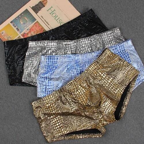 Men Briefs Snake Skin Pattern Skin-friendly Polyester Low Waist Male Underpants for Men