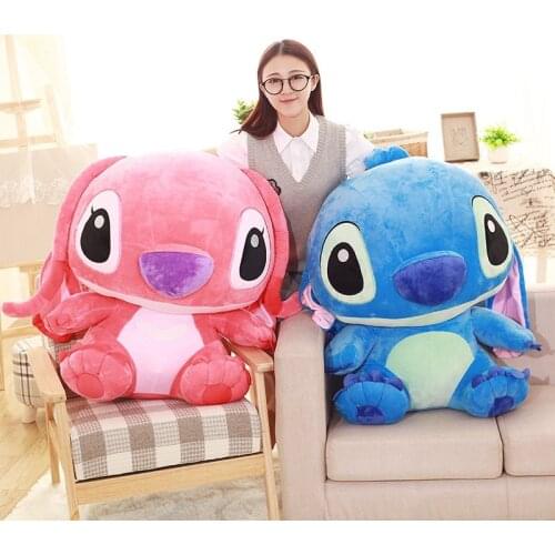 Disney 35-65cm Kawaii Stitch Angela Long Ears Stuffed Plush Toys Cute Dolls Soft Pillows Room Decoration Toys For Baby Kids Gift