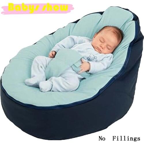 Soft Baby Chair Infant Bean Bag Bed cover without filler Pouf for Feeding Baby Snuggle Bed with Belt for Safety Protection