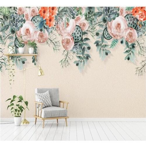 Xuesu American hand painted rose flower vine modern background wall wallpaper custom 8D waterproof wall cloth