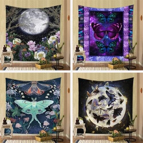 Butterfly Wall Hanging Psychedelic Tapestry Hippie Boho Home Decor Witchcraft Mandala Wall Tapestry Beach Towel Yoga Throw