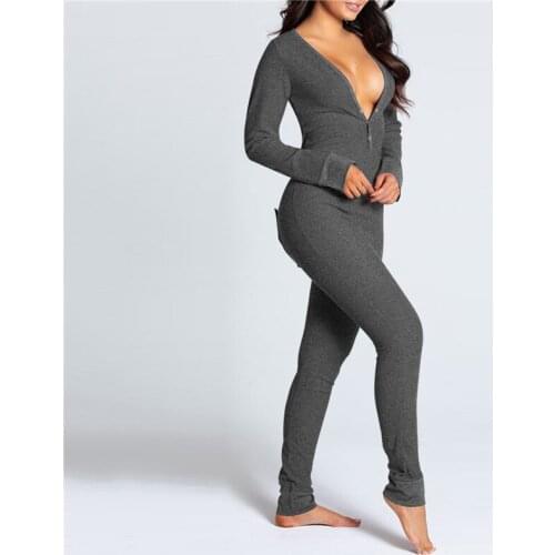 HIRIGIN 2021 New V-neck Buttons Up Sexy Romper Women Long Sleeve Jumpsuits Autumn Fruits Print Sleepwear Back Flap Sleepwear