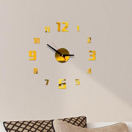 New 3D Acrylic Mirror Effect Digital Wall Clock DIY Sticker Mural Decal Home Decor Wall Stickers