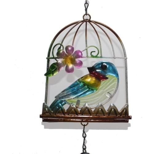 European-Style Bird Cage Wind Chimes Iron Bell Ornaments Pastoral Balcony Home Creative Pendant Hanging Decoration Campanula