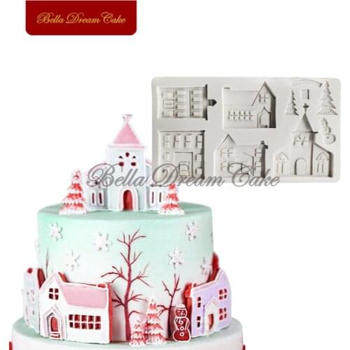Christmas Gingerbread House Silicone Mold Fondant Mould Cake Decorating Tools Chocolate Sugarcraft Cake Mold Kitchen Baking Tool