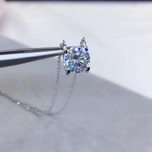 18K White Gold Plated 3 Carat Diamond Test Past Brilliant Cut D Color Moissanite Gemstone Cow Head Necklace Silver 925 Chain