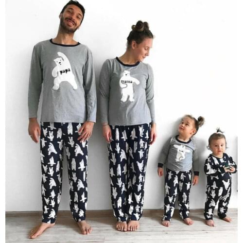 Family Matching Clothes Family Look Cartoon Bear PJs Women Man Kids Baby Boy Nightwear Christmas Pyjamas Set Mommy and Me 1-7Y