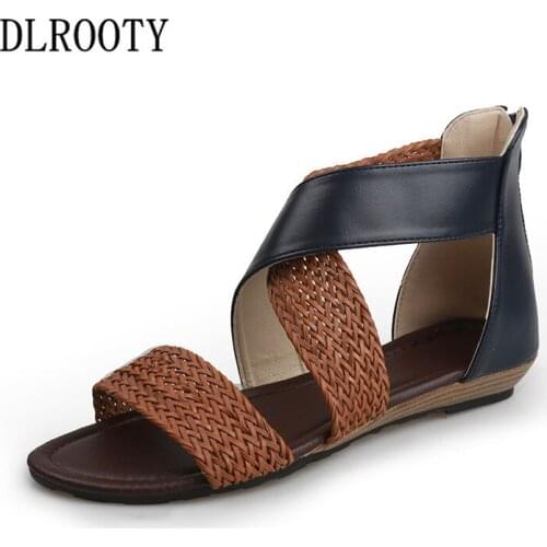 Women Sandals Flip Flops New Summer Fashion Rome Wedges Zip Breathable Non-slip Shoes Woman Slides Casual Female Pus Size 35-43