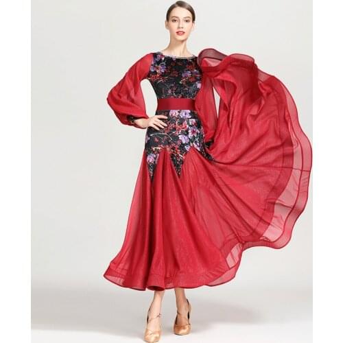 Modern Dance Costume Women Ladies Adults Dancewear Waltzing Tango Dancing Dress Ballroom Costume Evening Party Dress