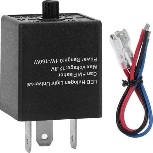 LED Flasher Relay, 12V 3-PIN Adjustable LED Flasher Relay Turn Signal Light Blinker for Automotive Motorcycle