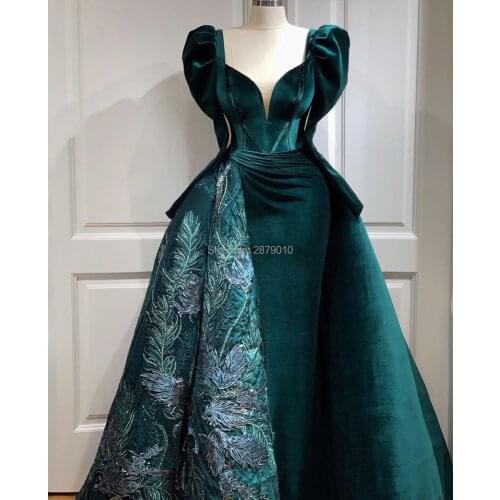 2020 Glamorous Mermaid Evening Dress Long Sleeves Embroidery Spandex Floor-Length Prom Dress Middle East Saudi Arabia Formal