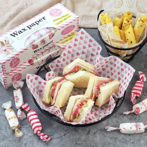 50Pcs/Lot Wax Paper Waterproof Oilproof Grease Paper Food Wrappers Wrapping Paper For Bread Sandwich Baking Kitchen Accessories