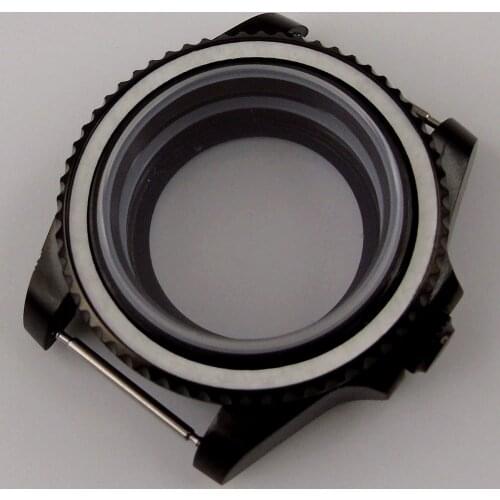 High Quality Men Watch Part Black Case Seeing Through Backcover For NH35 NH35A NH36 NH36A Movement Rotating Bezel