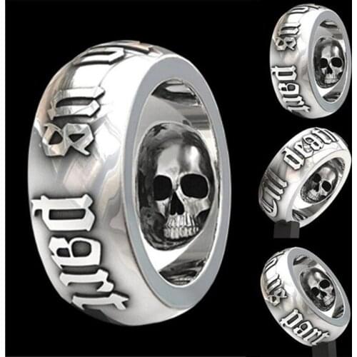 WANGAIYAO2021 new fashion unswerving skull ring men and women fashion Punk Thai silver black ring ring creative holiday gift
