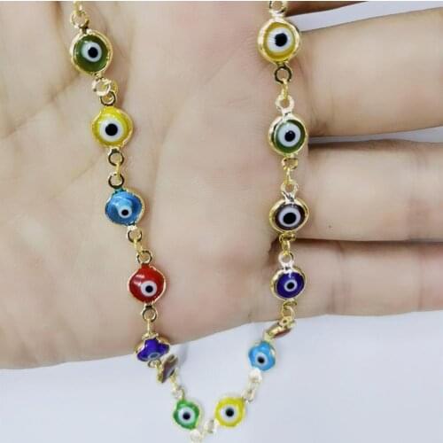 WT-RBC180 Amazing round gorgeous gold glaze evil eye chain fashion women jewelry design findings chain 6mm hot eye chain