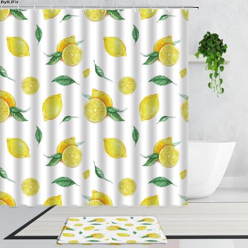 Tropical Fruit Shower Curtains Lemon Pineapple 3D Fabric Printing Bathroom Bath Curtain Set Anti-Slip Carpet Mats Home Decor Rug