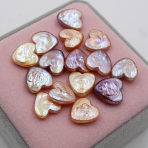 1pc 15mm Shining Pink Purple Pearl Bead No Hole Lovely Irregular Coin Heart Baroque Pearl Beads Natural Freshwater Pearl Beads
