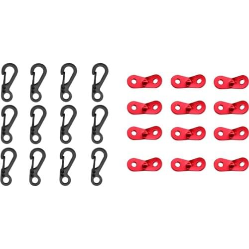 12Pcs SF Spring Backpack Clasps EDC Keychain Carabiner with 12Pcs Cord Adjuster Tent Tensioners Rope Adjuster