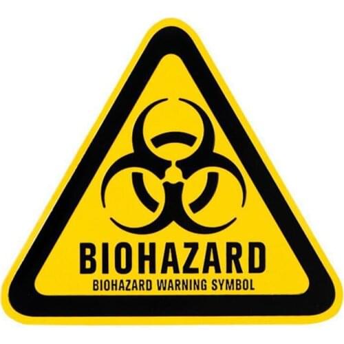 12CMx11CM Cartoon Triangle Aluminum BIOHAZARD WARNING SYMBOL Car Sticker Retro-reflective Decals
