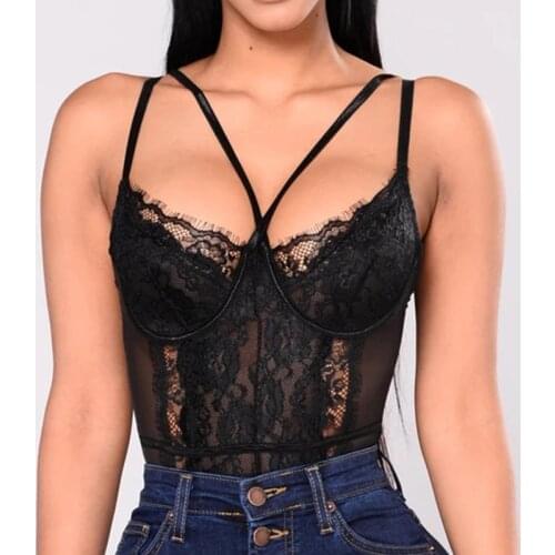 2021 Bodysuit Stockings Women Solid Color Sexy Lace Lingerie Catsuit Underwear Shapewear G-string Hot Fashion Bodycon Tops