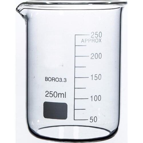 250ml Low Form Beaker Chemistry Laboratory Borosilicate Glass Transparent Beaker Thickened with spout FREE SHIP