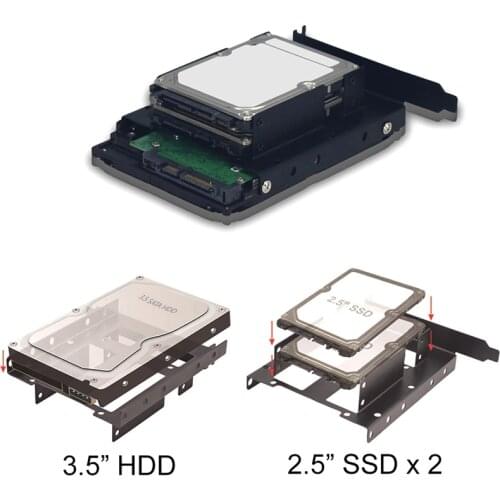 3.5" 2.5" SSD HDD to PCI PCI-e Metal Mount PC Casing Hard Drive Bracket Adapter