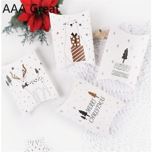 50Pcs/Lot Paper Gift Box Birthday Party Packaging Kids Wedding Favors Elk Present Christmas Tree Decorations Boxes Chocolate New