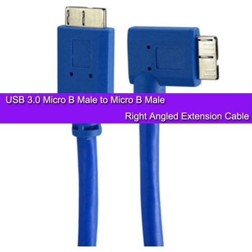 50cm 1.5 FT USB 3.0 Micro B Male to Micro B Male Right Angled Extension Cable Blue