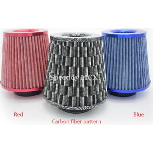 Racing Drift High Flow Car Air Filter Universal 76mm Cold Air Intake Filter Sport 3 Color Red Blue Carbon Filter