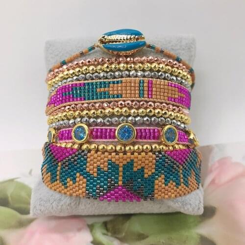ZHONGVI Miyuki Bead Tassel Bracelet For Women Fashion Evil Eye Bracelets Multilayer Crystal Jewellery 2021 Jewelry Wholesale