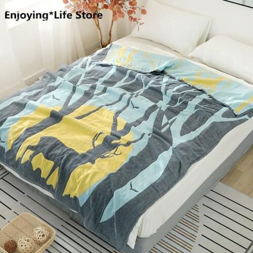 Pure Cotton Four-layer Thin Summer Blanket Siesta Blanket Single Air Conditioning Blanket Bedroom Siesta