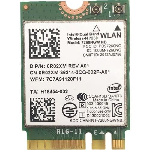 For Intel 7260 7260NGW NB 2.4G/5G Dual Band Wireless-N NGFF WLAN WIFI Card Device Modul 300M WIFI CARD