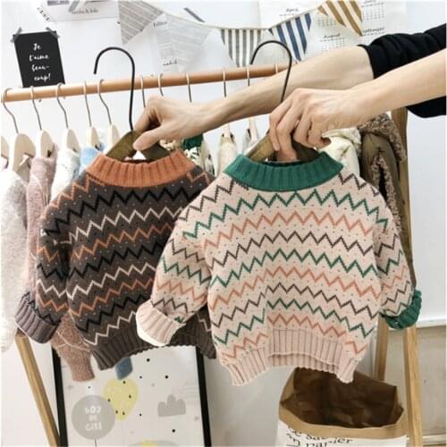 Baby Plus Fleece Sweater Childrens Clothing Men and Women Children Infants and Toddlers Childrens Pullover Sweater