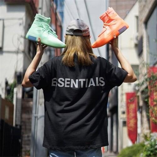 Summer Oversize Essentials Tshirt Men and Women Essentials Back Los Angeles Reflective Letters Loose Oversize T shirt