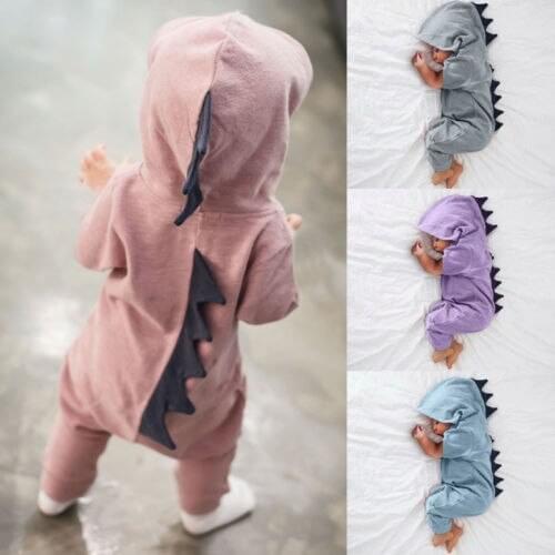 Cute Dinosaur Costume Newborn Baby Girls Boys Short Sleeve Cotton Hooded Romper Jumpsuit Jumper Outfits Rompers