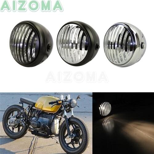 Motorcycle 6.5" Bullet Style Headlight For Harley Cafe Racer Yamaha Harley Scrambler Custom Vintage Grille Cover Headlamp