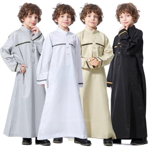 Teenager Islamic Clothing Men Muslim Thobe Boy Saudi Arabia Abaya Children Jubba Pakistan Muslim Robe Ramadan Costumes Kaftan
