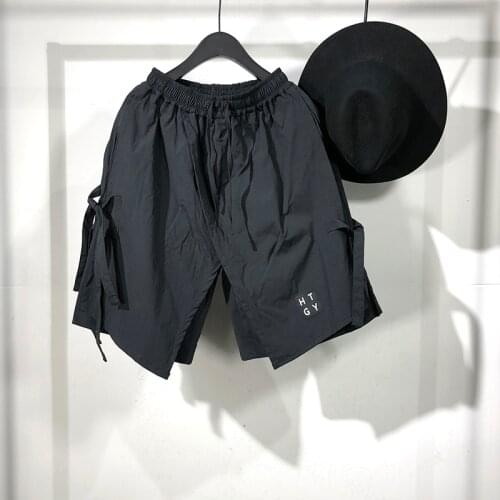 Owen Seak Men Casual Short Harem Safari High Street Hip Hop Mens Cross Sweatpants Summer Streetwear Pant Men Loose Black Short