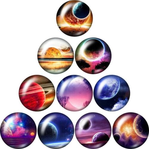 Beauty outer space planet Stars 10pcs mixed 12mm/18mm/20mm/25mm Round photo glass cabochon demo flat back Making findings