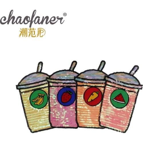 50pcs/Lot Embroidery Patches Letters Clothing Decoration Accessories Fruit Drink Bottle Diy Iron Heat Transfer Applique