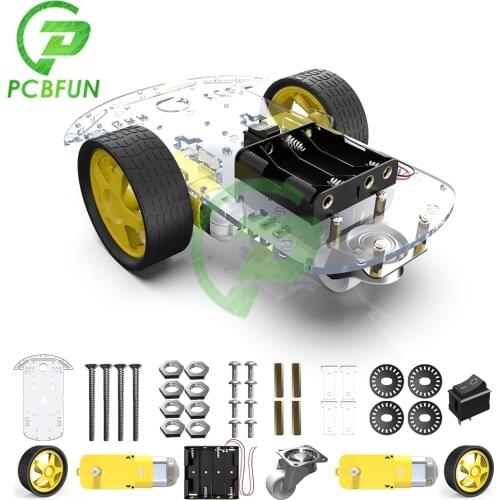 New 2wd Motor Smart Robot Car Chassis Diy Kit Speed Encoder Battery Box For Arduino with 1:48 Gear Motor DC 3V 5V 6V 100MA 120MA