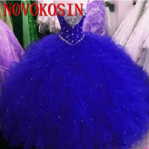 Sample Organza Quinceanera Dresses Pageant 2019 Luxury Beads Rhinestone Long Tiered Cascading Ruffles Prom Dress Gown