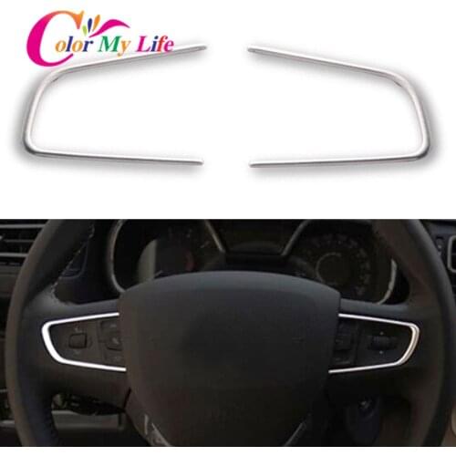 Color My Life 2Pcs Center Console Steering Wheel Trim Cover for Peugeot 408 2014 2015 Car Styling Stainless Steel Accessories