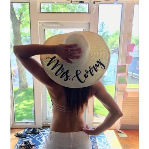 Personalized wedding Bride bridesmaid floppy Sequin Sun Wide Brim beach Hats maid of honor Engaged AF garden hats party gifts