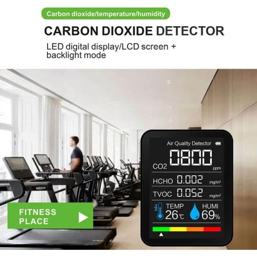 5 in 1 Portable CO2 Meter Temperature Humidity Sensor Tester Air Quality Monitor Analyzer Carbon Dioxide Gas TVOC HCHO Detector
