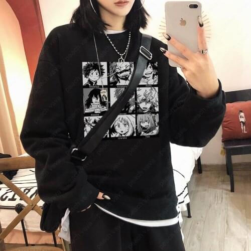 My hero academia school Academia Anime Print Casual Harajuku Loose women Warm japan boku no hero Cartoon Streetwear Sweatshirt