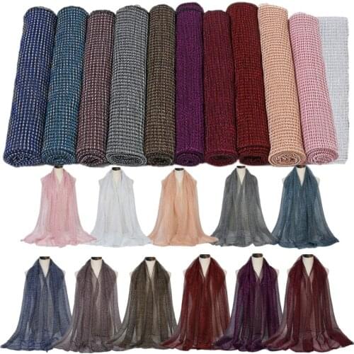 Casual Ladies Four Seasons Wear Small Plaid Long Scarf Multi-color Breathable Basic Turban Solid Color Shawl Elegant Commute