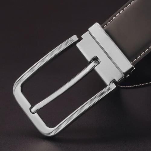 High Quality Silver Buckle Leather Mens Belt Fashion Pin Buckle Tight Fitting Belt Mens Ceinture Homme Luxury Brand Casual Bla