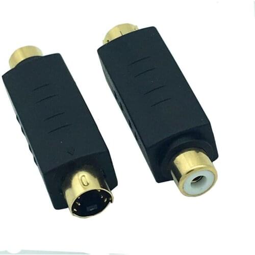 S-Video Male to RCA Female Composite Video Adapter Plug Converter, Mini Din 4 PIN Coupler Extension Connector Adapter